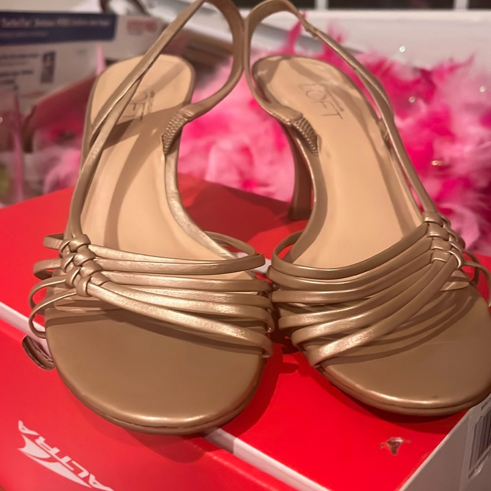 Ann taylor loft gold leather sandles
